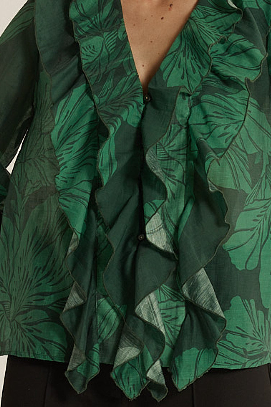 Fate & Becker Evergreen Lynn Ruffle Blouse