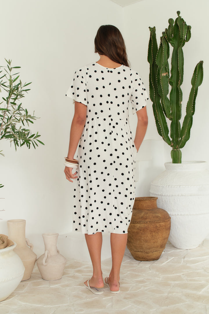 Betty Basics Black & White Polka Dot Donna Dress