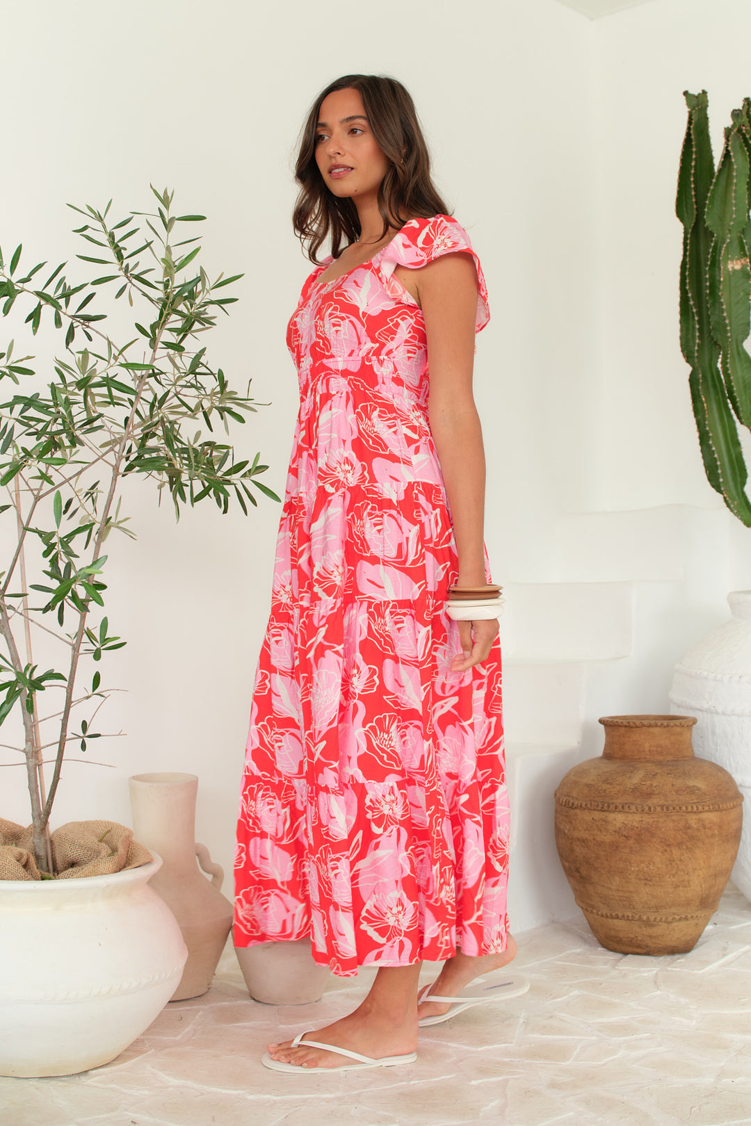 Betty Basics Sadie Midi Dress – Red Eve Print