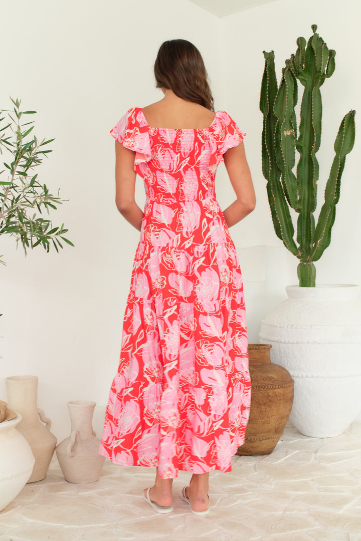 Betty Basics Sadie Midi Dress – Red Eve Print