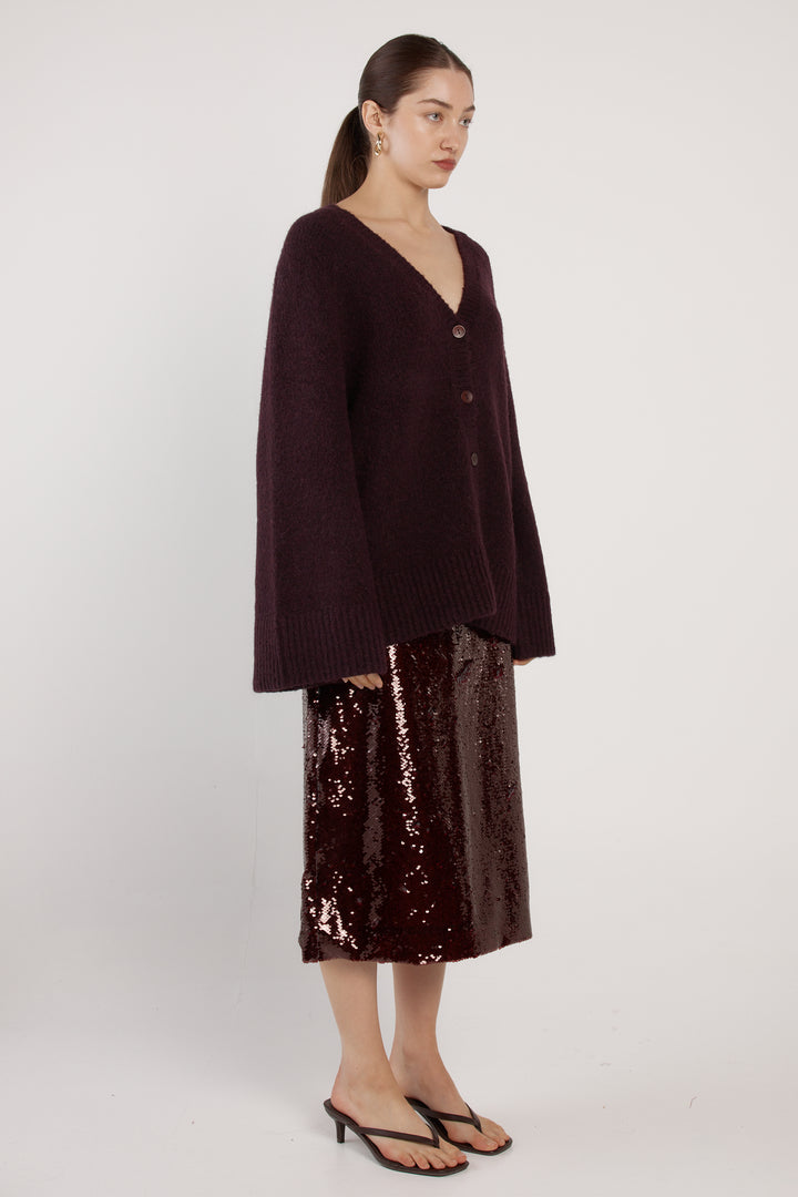 Fate & Becker Burgundy Zinnia Fluffy Cardigan