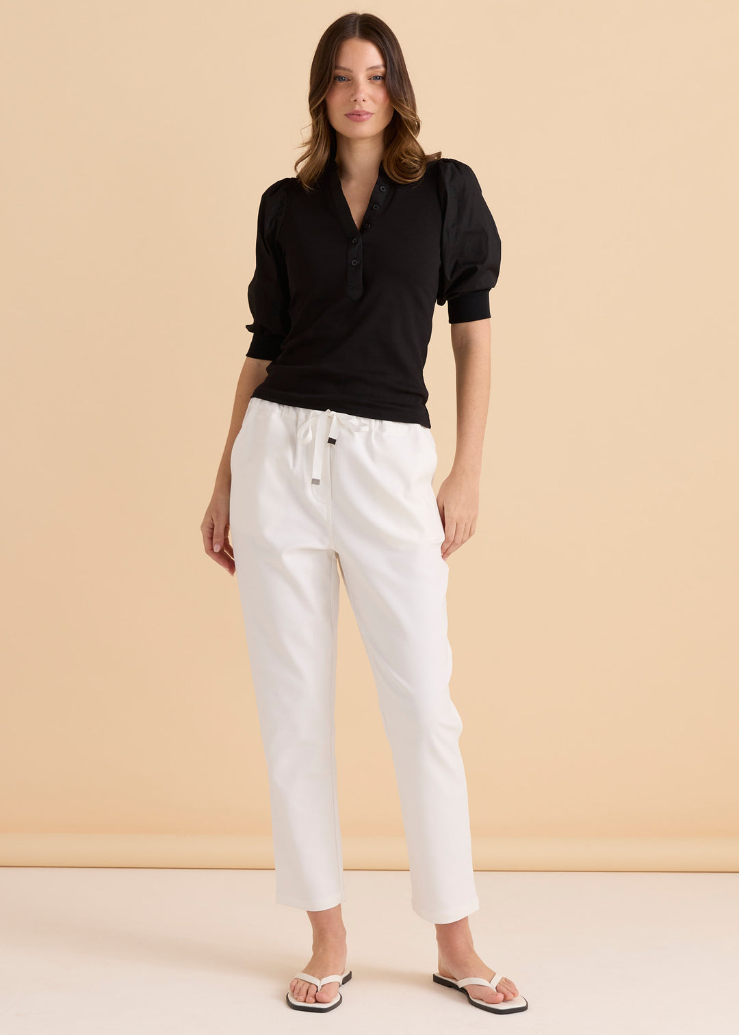 Betty Basics White Kenzie Jogger
