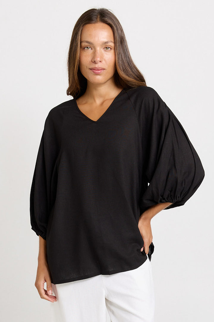 Betty Basics Black Bella Blouse