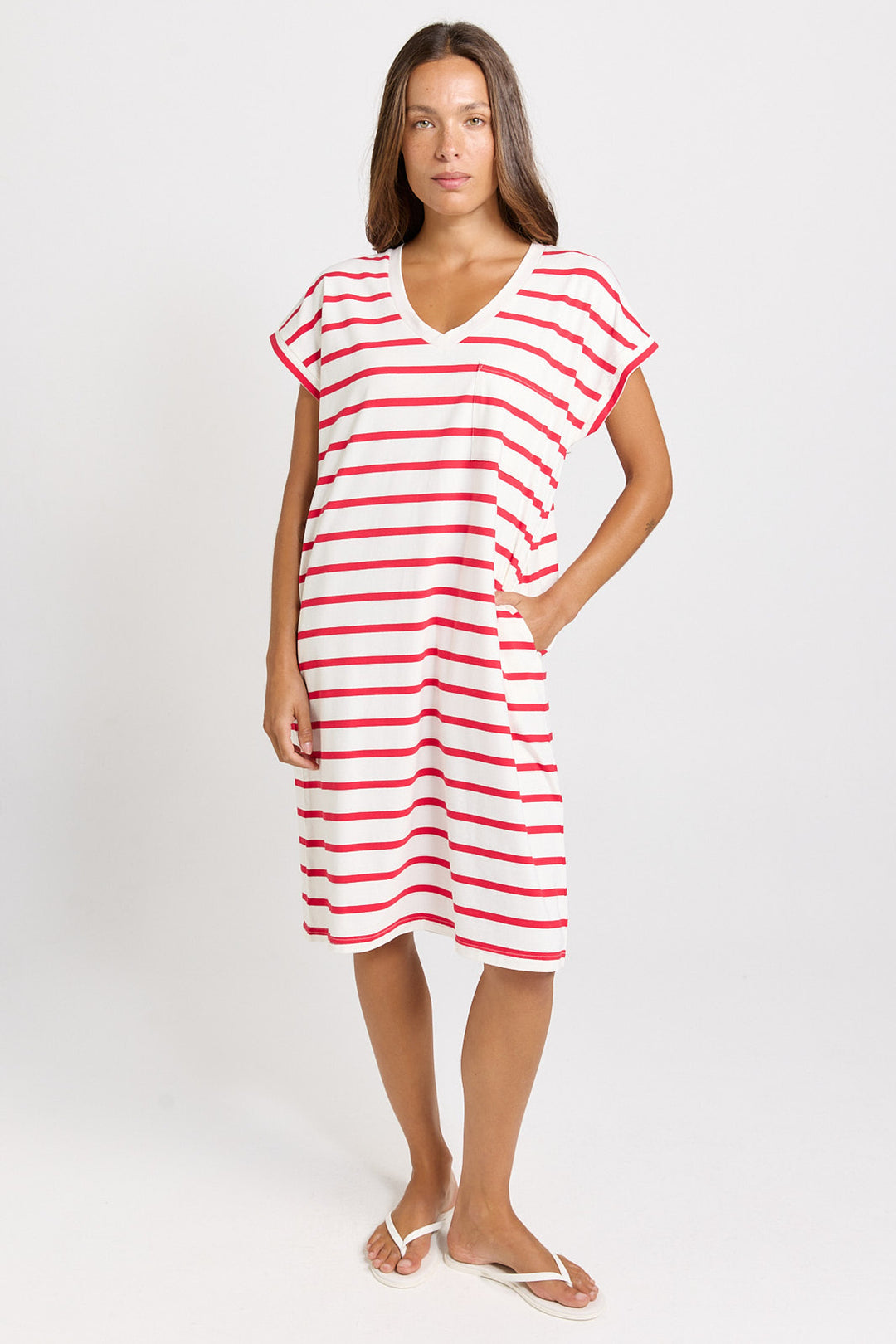 Betty Basics Red & White Zena Tee Dress