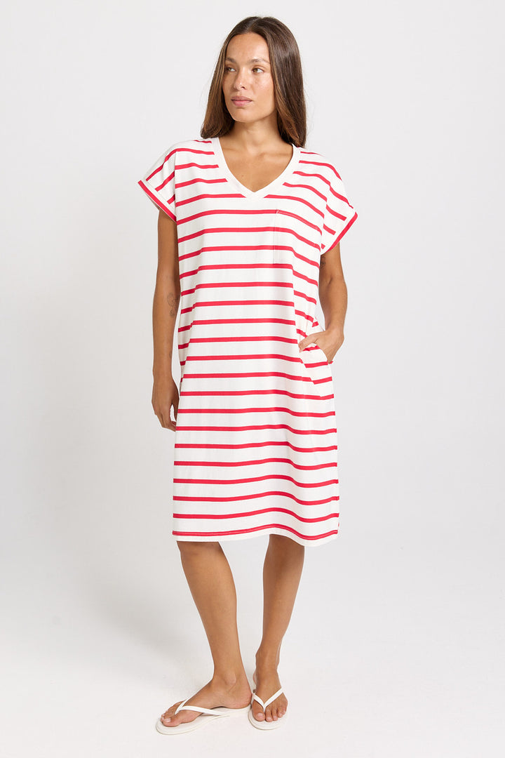 Betty Basics Red & White Zena Tee Dress