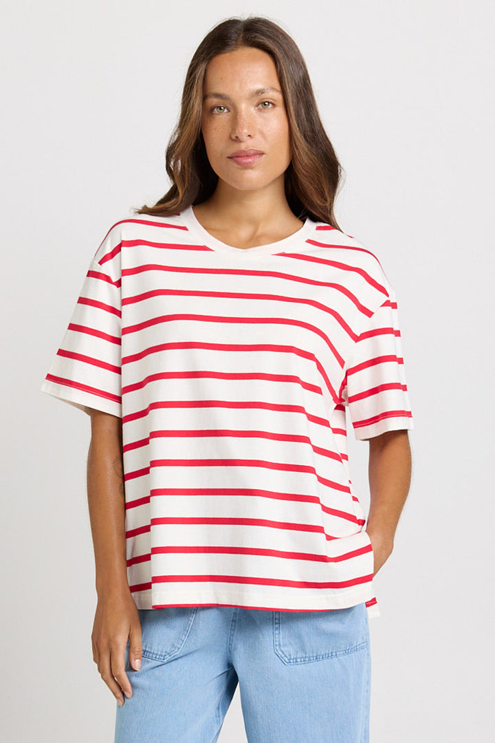 Betty Basics Red & White Stripe Boxy Tee