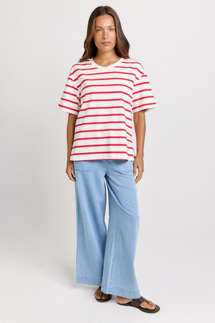 Betty Basics Red & White Stripe Boxy Tee