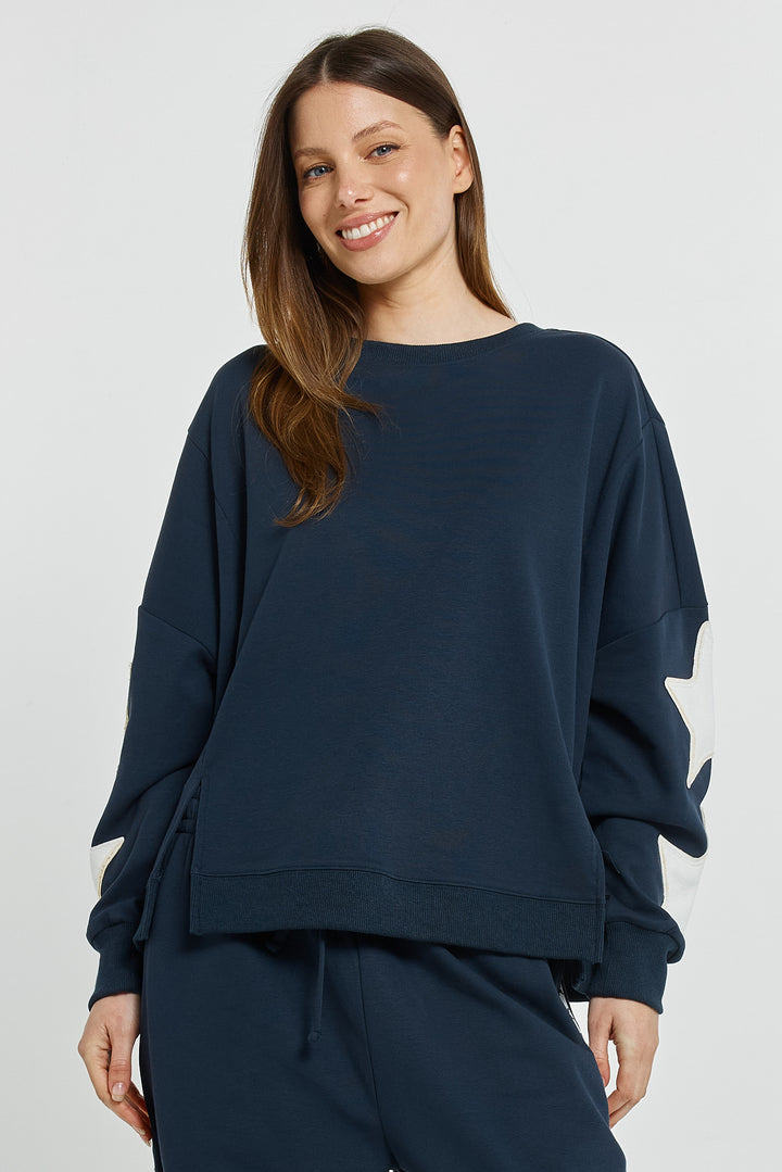 Betty Basics Navy Saski Sweatshirt