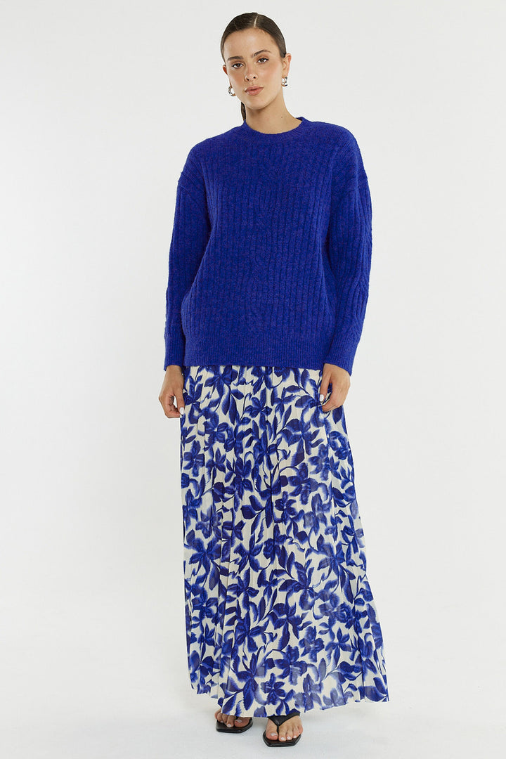 Sass Cobalt Kira Cable Knit