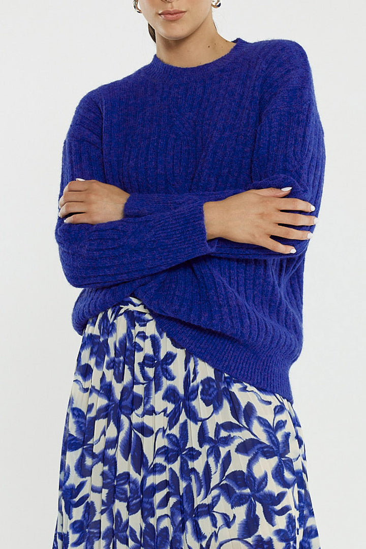 Sass Cobalt Kira Cable Knit