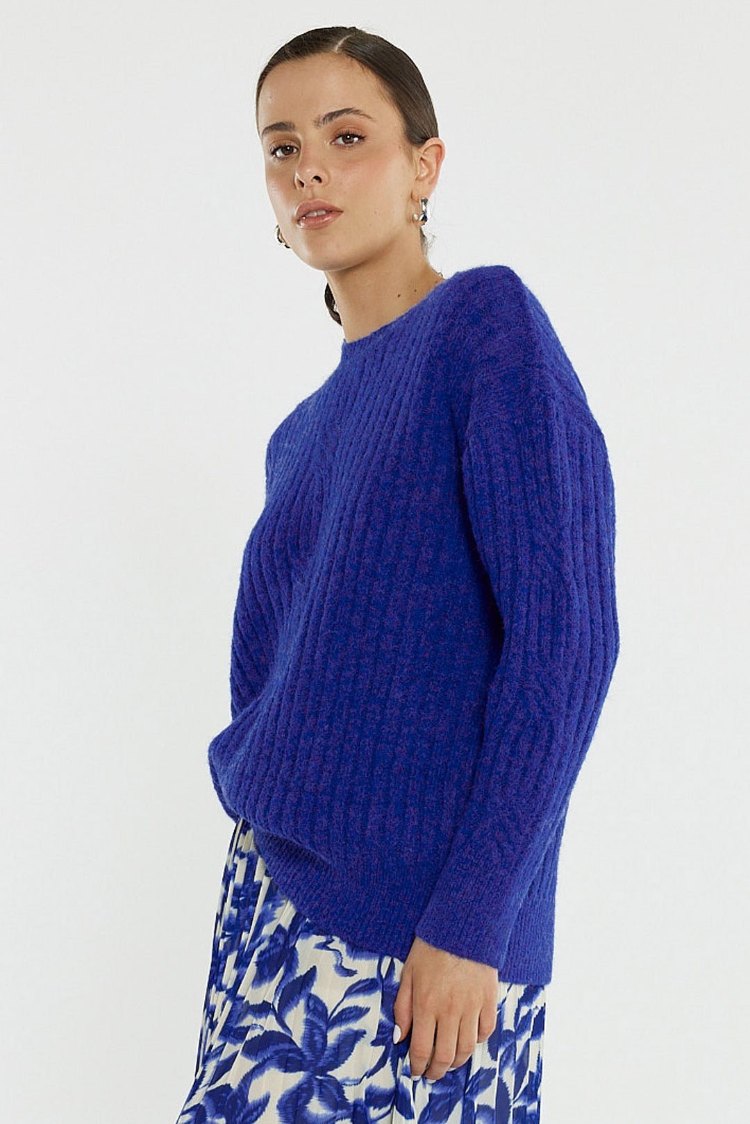 Sass Cobalt Kira Cable Knit