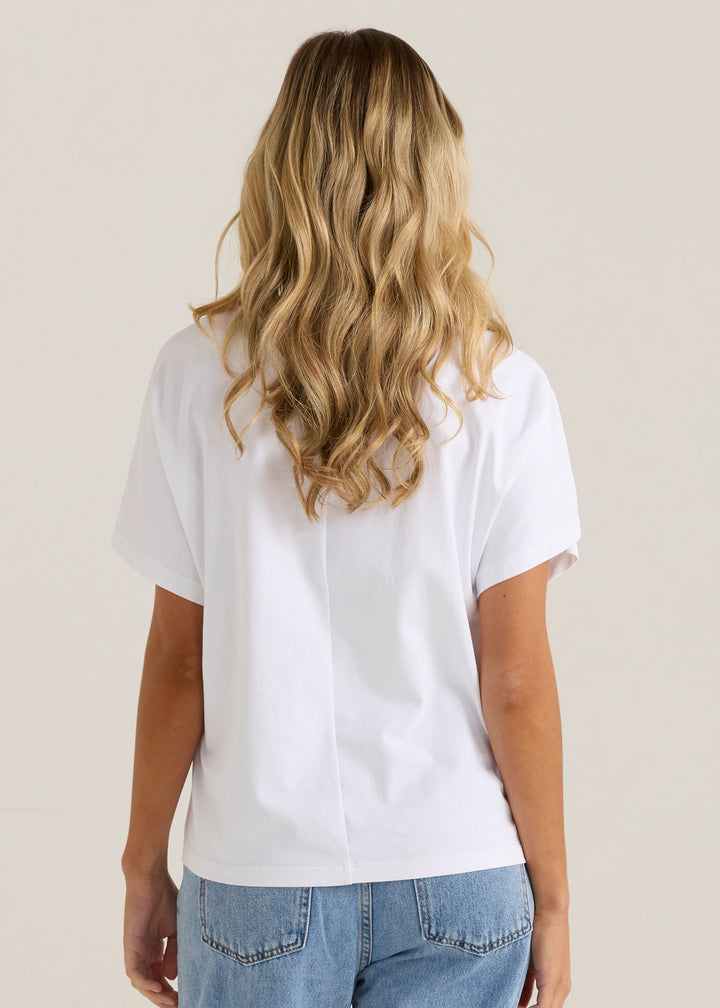 Sass Mira Crochet White Tee