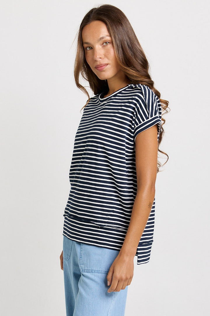 Betty Basics Navy Stripe Shirley Tee