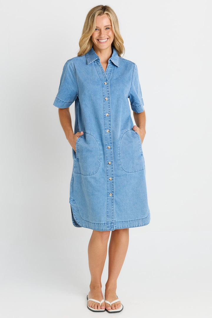 Betty Basics Mid Blue Dawson Denim Dress