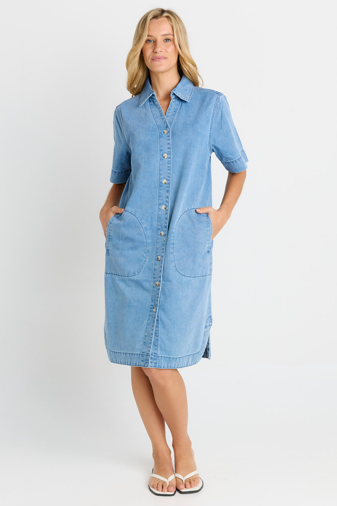 Betty Basics Mid Blue Dawson Denim Dress