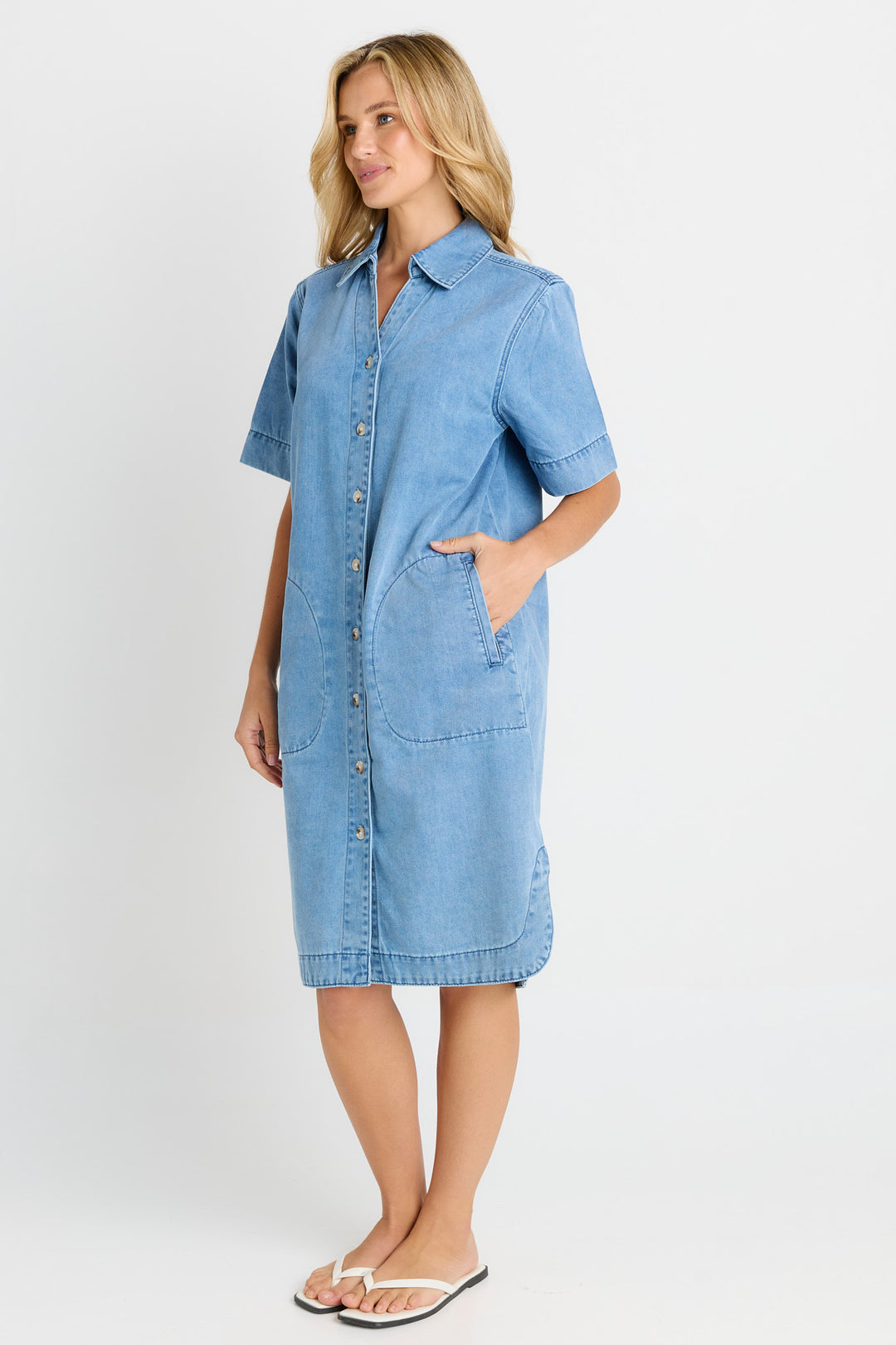 Betty Basics Mid Blue Dawson Denim Dress
