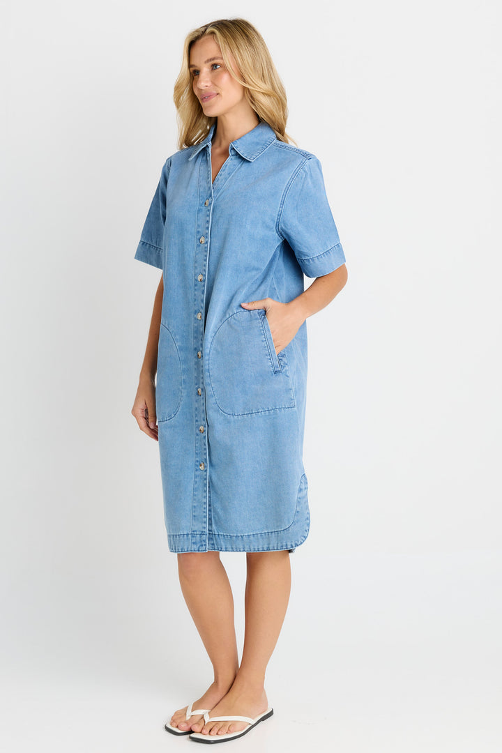 Betty Basics Mid Blue Dawson Denim Dress