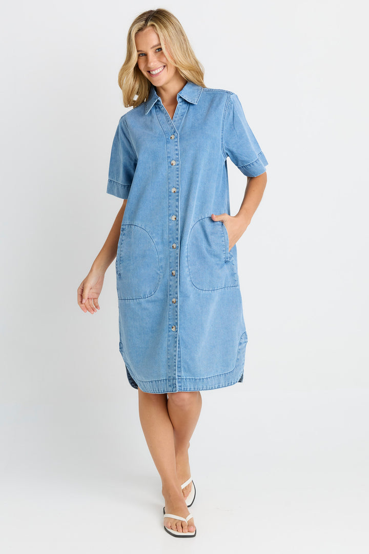 Betty Basics Mid Blue Dawson Denim Dress
