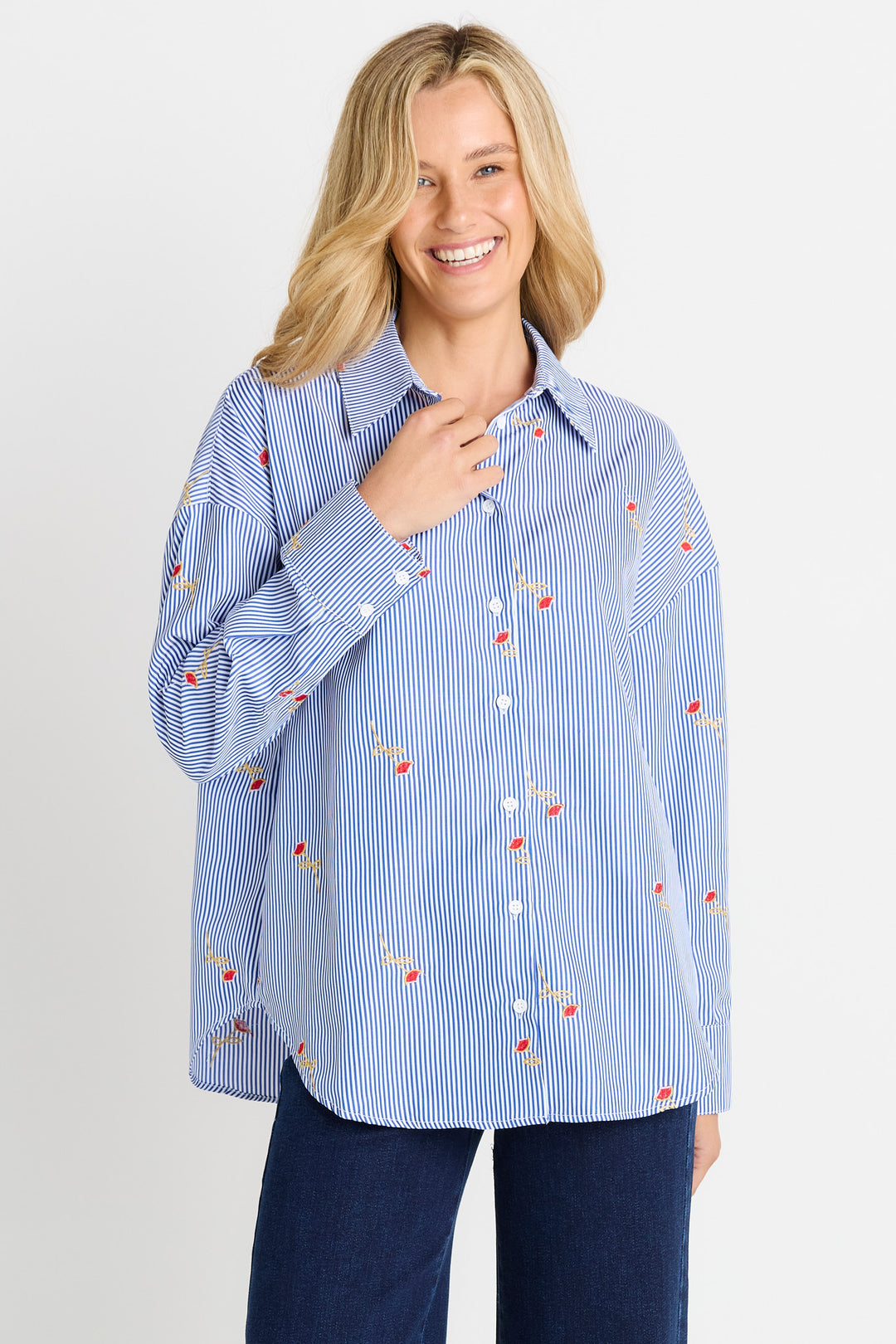 Betty Basics Rose & Stripe Shirt