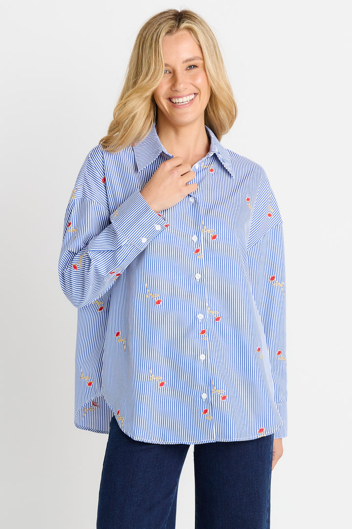 Betty Basics Rose & Stripe Shirt