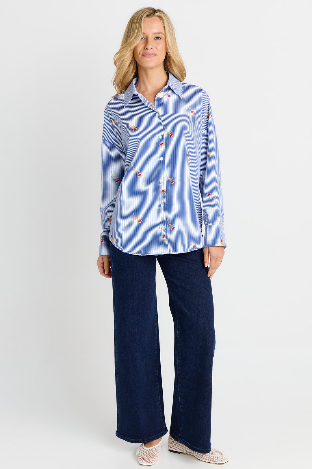 Betty Basics Rose & Stripe Shirt