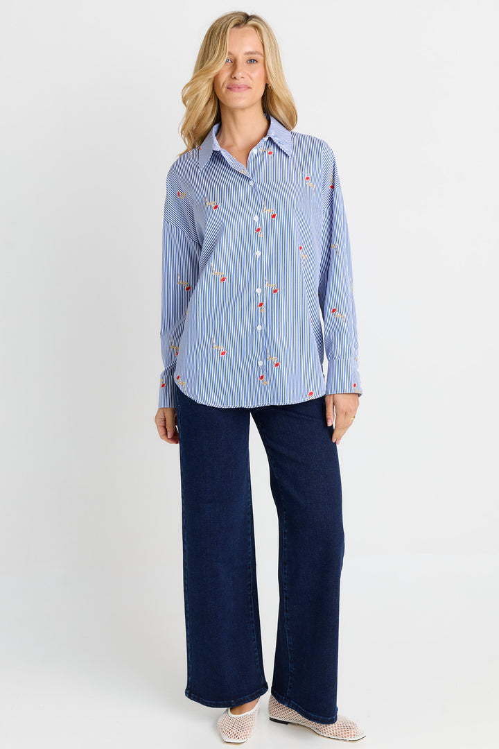 Betty Basics Rose & Stripe Shirt