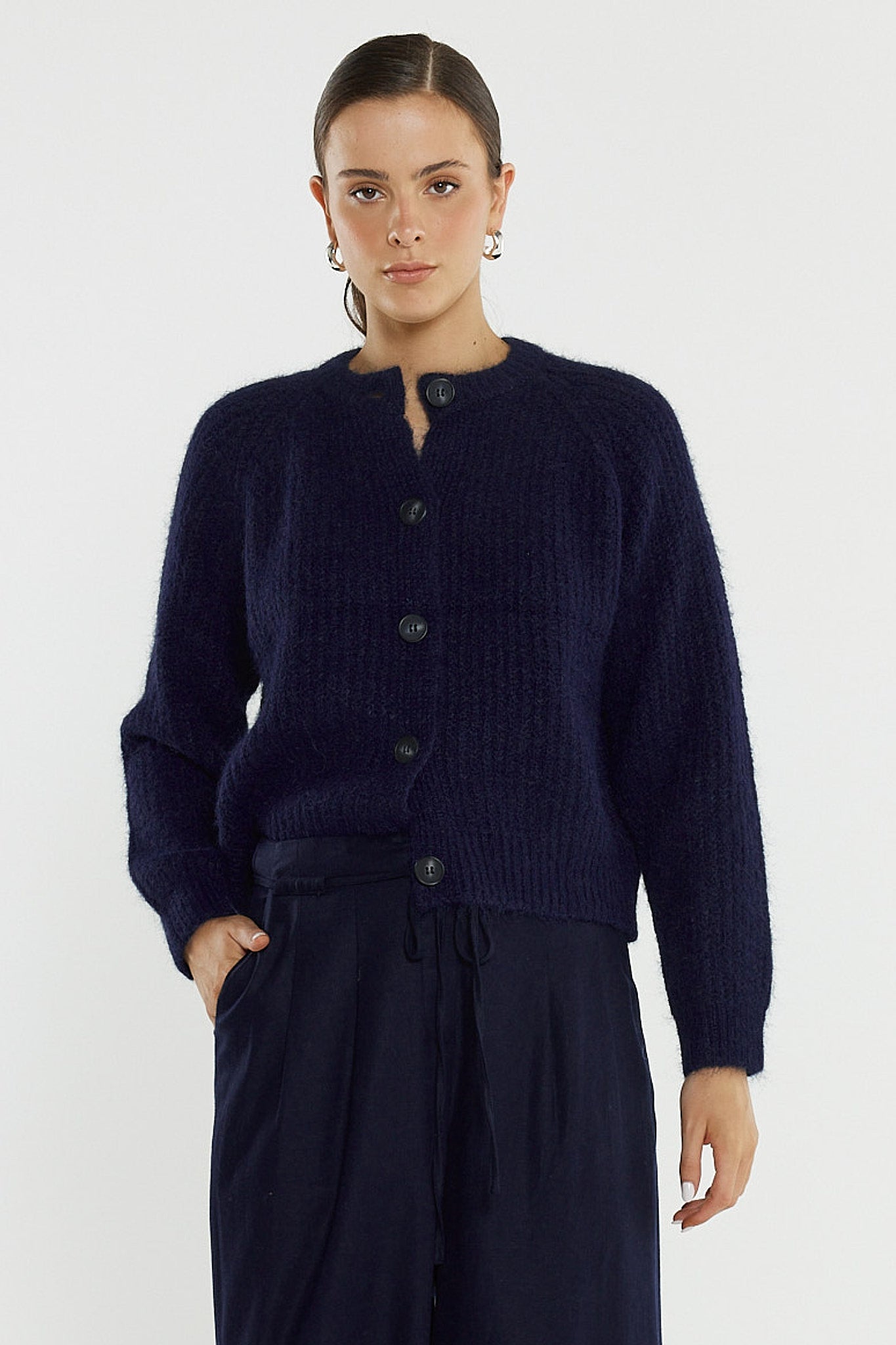 Sass Navy Posie Fluffy Cardigan| RAPT ONLINE |New Zealand