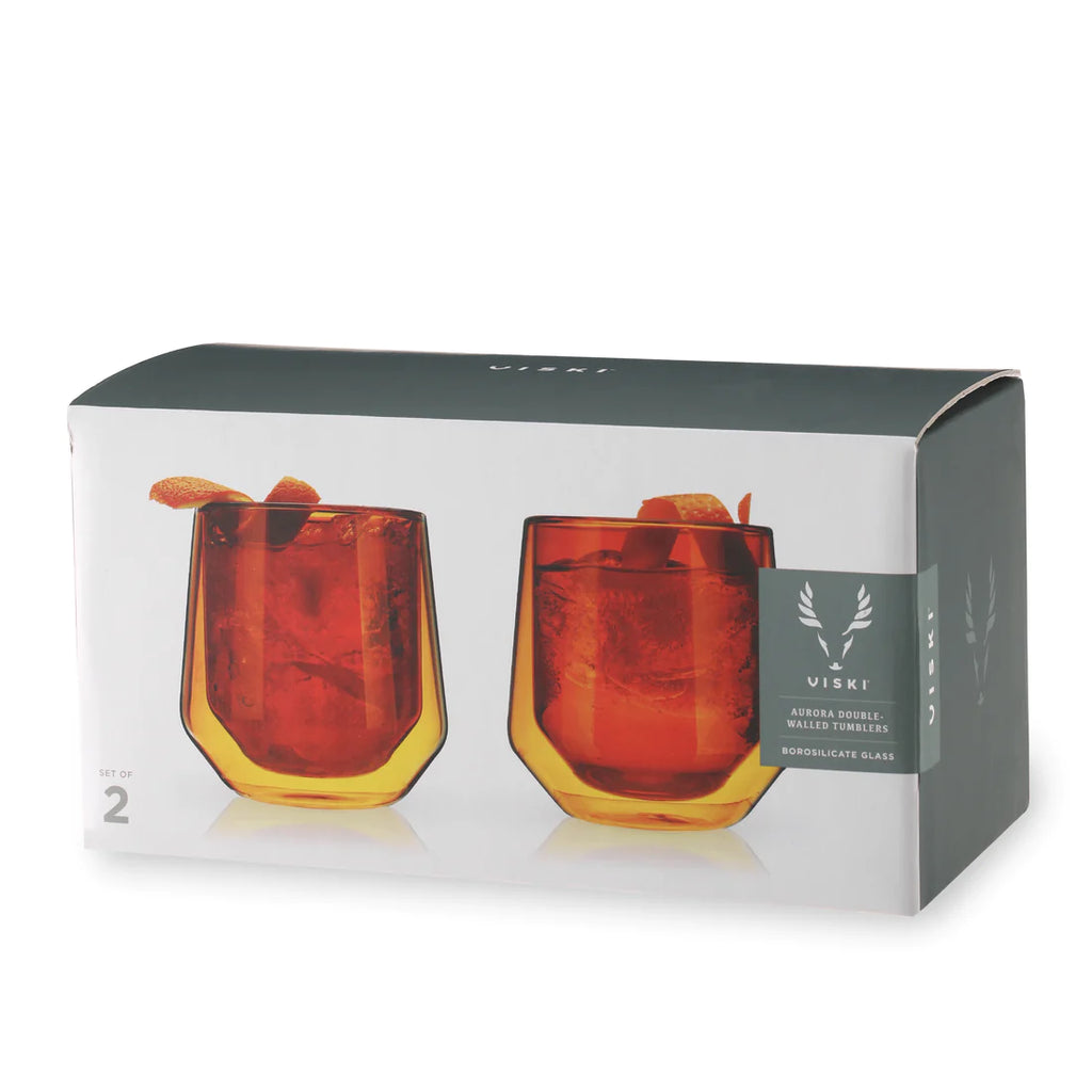 AMBER DOUBLE WALLED AURORA GLASSES
