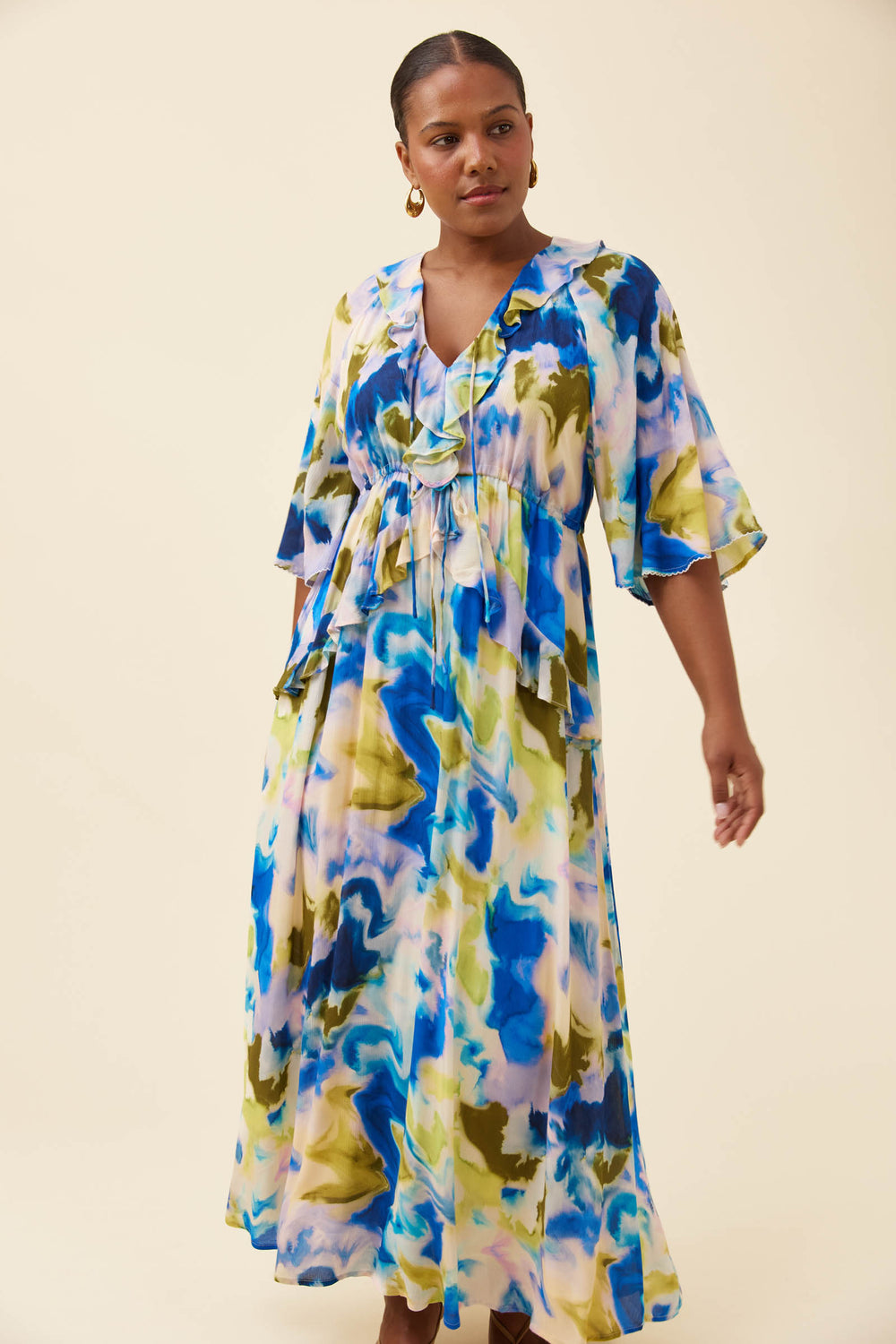 Isle of Mine Watercolour Frida Frill Maxi Dress - RAPT ONLINE
