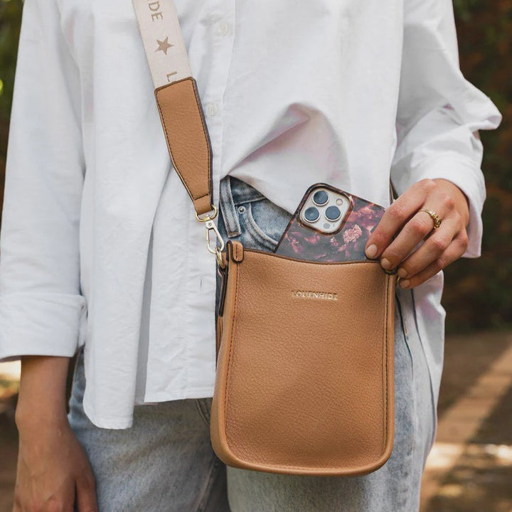 CAMEL PARKER PHONE CROSSBODY BAG - RAPT ONLINE