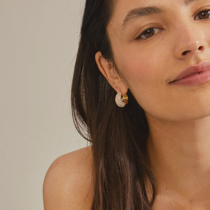 NAOMI CRYSTAL HOOPS GOLD - RAPT ONLINE