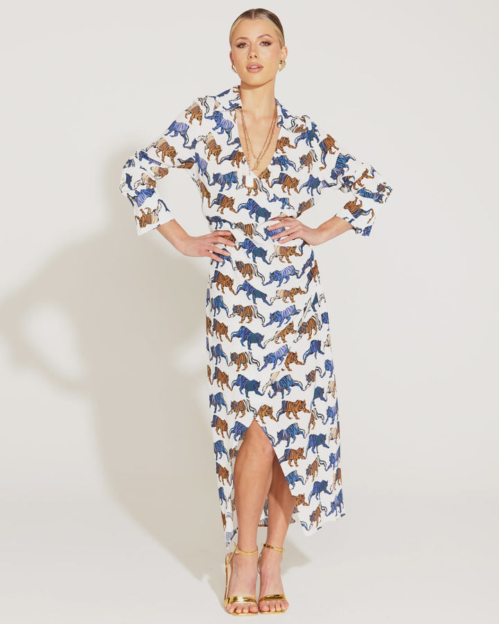 QUEEN OF THE JUNGLE FAUX WRAP DRESS - RAPT ONLINE