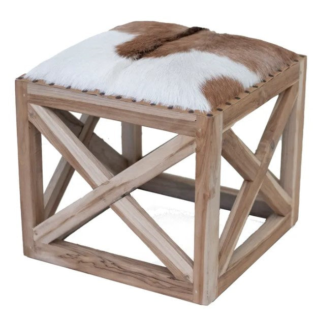 SQUARE GOATSKIN STOOL - RAPT ONLINE