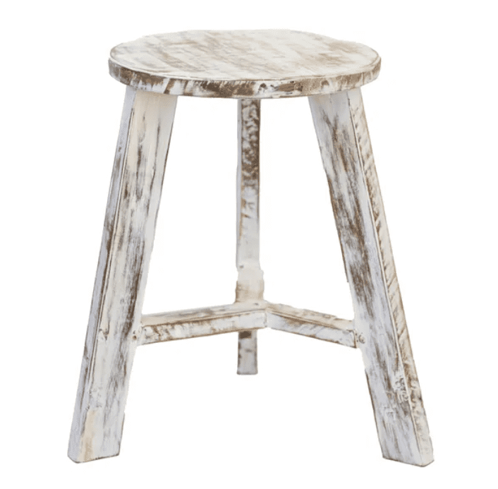 RUSTICO TRIPOD WHITEWASH STOOL - RAPT ONLINE