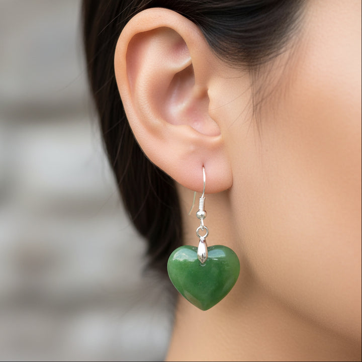 GREENSTONE HEART EARRINGS - RAPT ONLINE